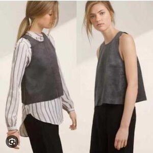 Wilfred Gray Suede Boxy Sleeveless Tank Top